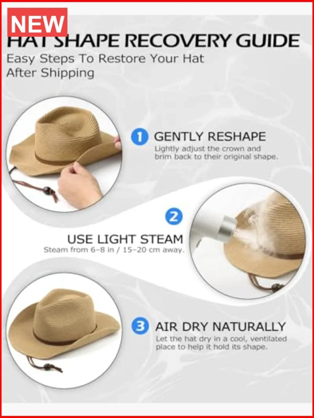 XXL Straw Cowboy Hat Wide Brim Breathable Sun Hat Travel - Picture 6 of 7